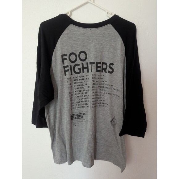 Foo Fighters Tour 3/4 Sleeve Shirt Baseball Tee Pre Owned No Size Tag - Picture 3 of 6